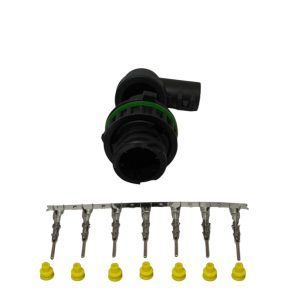 KIT CONECTOR 7 VIAS Macho Baioneta/Buzina/Cebolinha/Lanterna/Iveco/MB/Scania/VW/Volvo CAPA 90°