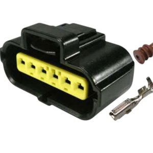 KIT CONECTOR 6 VIAS FEMEA FLUXO AR CONDICIONADO / FLANGE BOMBA DE COMBUSTIVEL SUPERIOR FORD