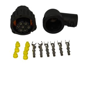 Kit Conector Fêmea Baioneta/Buzina/Cebolinha/Lanterna/Iveco/Volvo/Scania/MB/Capa 90° Graus