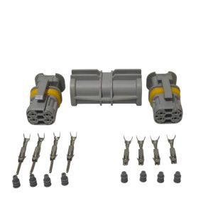 KIT CONECTOR 4 VIAS MACHO E FEMEA REPARO MOTOR VOLKSWAGEN MAN D08 COM CAPA