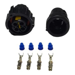 KIT CONECTOR  4 VIAS FEMEA REPARO SENSOR PLCD EMBREAGEM VOLVO FM/ FH ( PRETO )