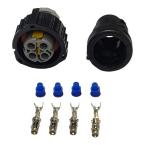 KIT CONECTOR  4 VIAS FEMEA REPARO INJEÇÃO ELETRONICA ( CINZA ) CAPA 180°