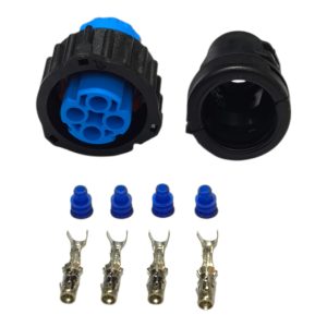 KIT CONECTOR 4 VIAS FEMEA REPARO INJEÇÃO ELETRONICA (AZUL) CAPA 180°