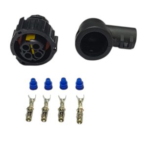 KIT CONECTOR 4 VIAS FEMEA REPARO SENSOR PLCD EMBREAGEM VOLVO FM/ FH ( PRETO ) CAPA 90°