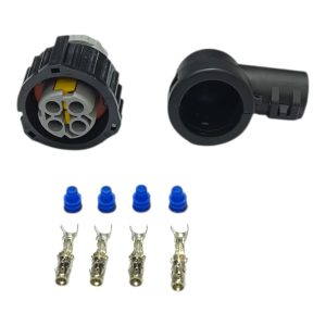 KIT CONECTOR 4 VIAS FEMEA REPARO INJEÇÃO ELETRONICA ( CINZA ) CAPA 90°