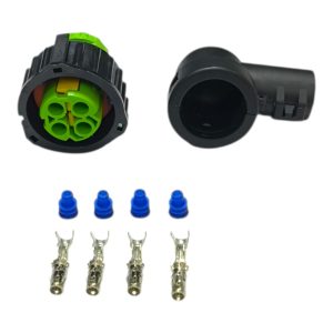 KIT CONECTOR 4 VIAS FEMEA REPARO INJEÇÃO ELETRONICA ( VERDE ) CAPA 90°