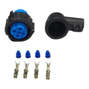 KIT CONECTOR 4 VIAS FEMEA REPARO INJEÇÃO ELETRONICA (AZUL) CAPA 90°