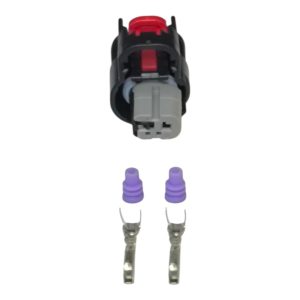 KIT CONECTOR 2 VIAS FEMEA REPARO INJEÇAO ELETRONICA TRAVA CINZA GUIA CENTRAL