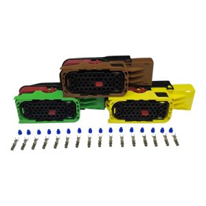 KIT CONECTORES 40 VIAS FEMEA REPARO LIGAÇAO DA CAIXA CENTRAL CHASSI / GABINE IVECO STRALLS (AMARELO, MARROM E VERDE)