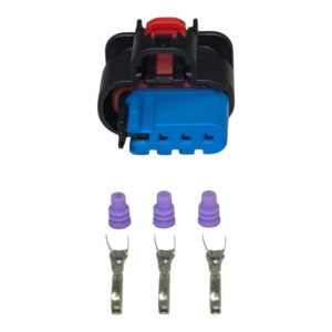 KIT CONECTOR 4 VIAS FEMEA REPARO INJEÇAO ELETRONICA  TRAVA AZUL GUIA ( 1 )