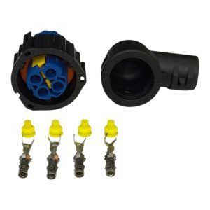 KIT CONECTOR 4 VIAS FEMEA REPARO INJEÇÃO ELETRONICA ( AZUL TRAVA AMARELA ) CAPA 90°
