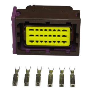 KIT CONECTOR 24 VIAS FEMEA REPARO MODULO CONTROLE DE LUZES  EASY MUX IVVECO STRALIS / HI-WAY ( MARROM )